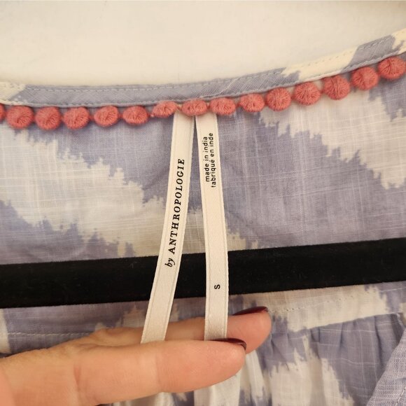 Anthropologie Leverne Blouse Tunic Top Blue Boho Bohemian Women's S - Picture 6 of 9